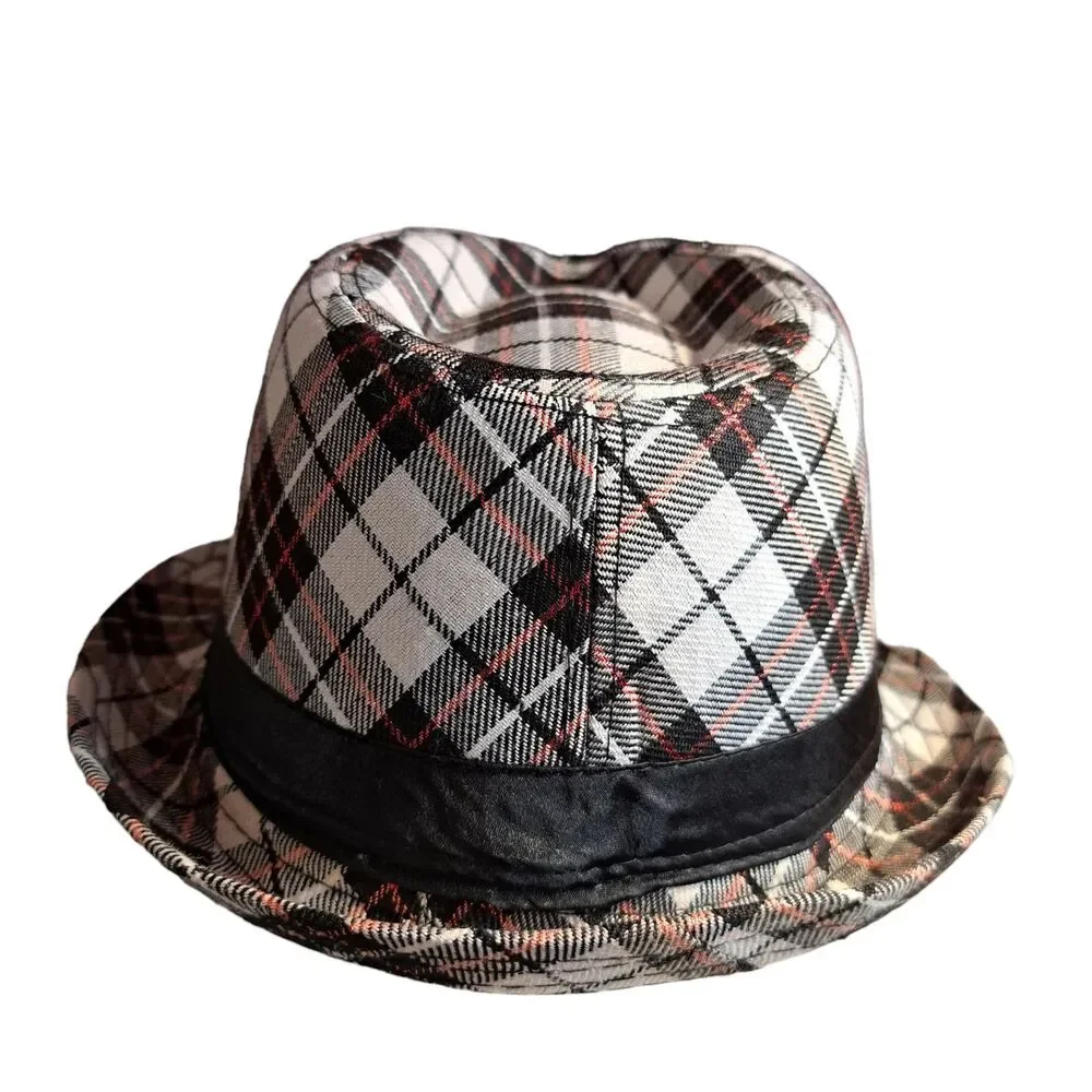 Mens Classic Manhattan Gangster Black Striped Fedora Trilby Panama Jazz Felt Hat